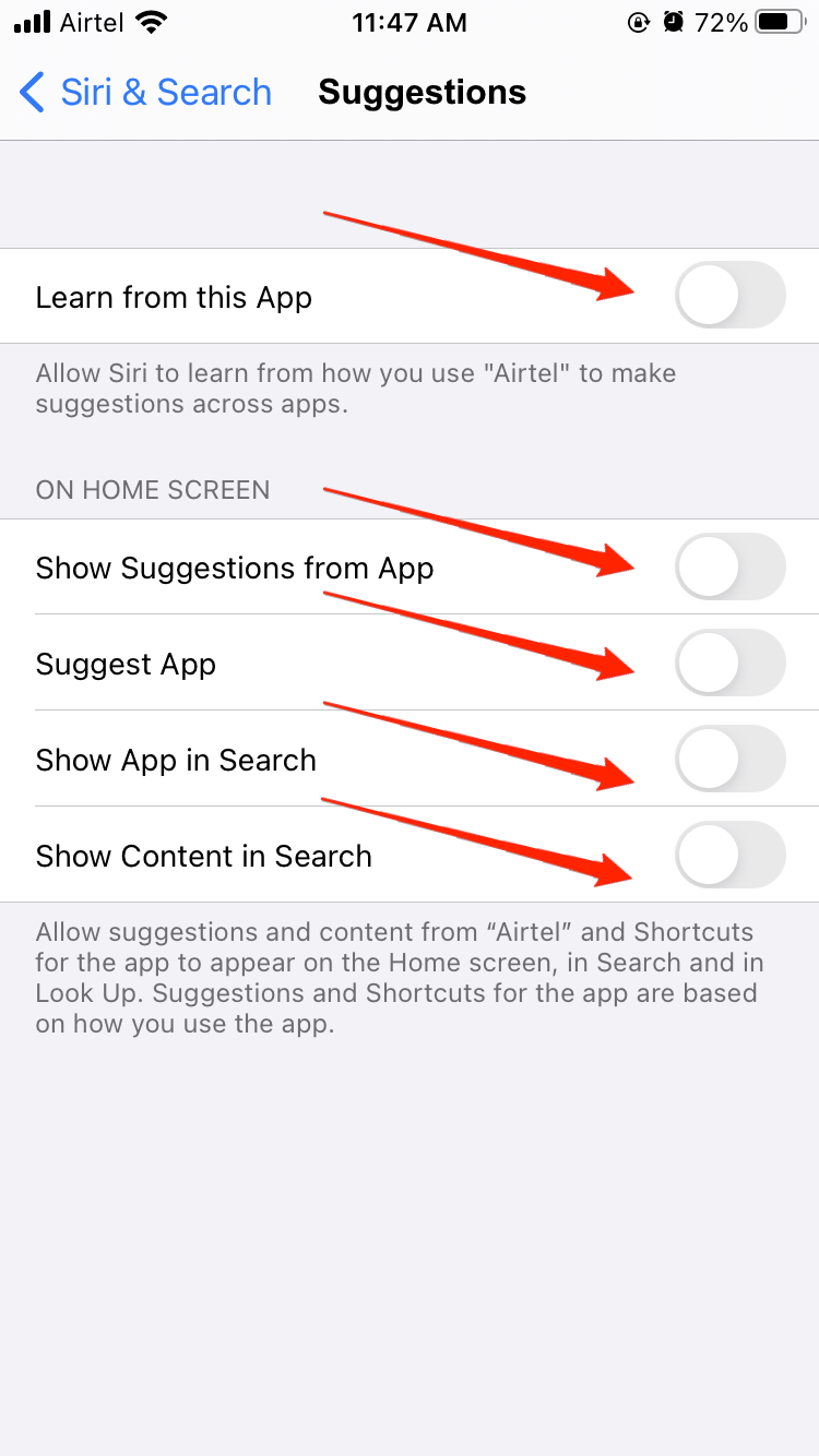 Disable-the-Allow-Notifications-Show-in-App-Library-Show-when-sharing-and-Show-when-Listening-options-or-any-options-available