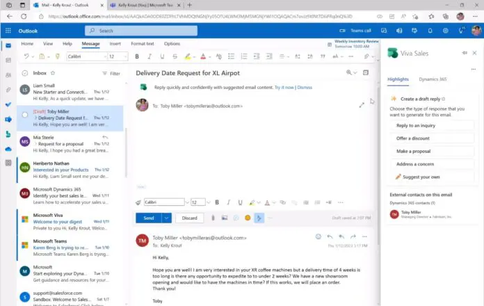 Microsoft Viva Sales利用OpenAI GPT功能来自动化电子邮件 Microsoft Viva Sales利用OpenAI GPT功能来自动化电子邮件