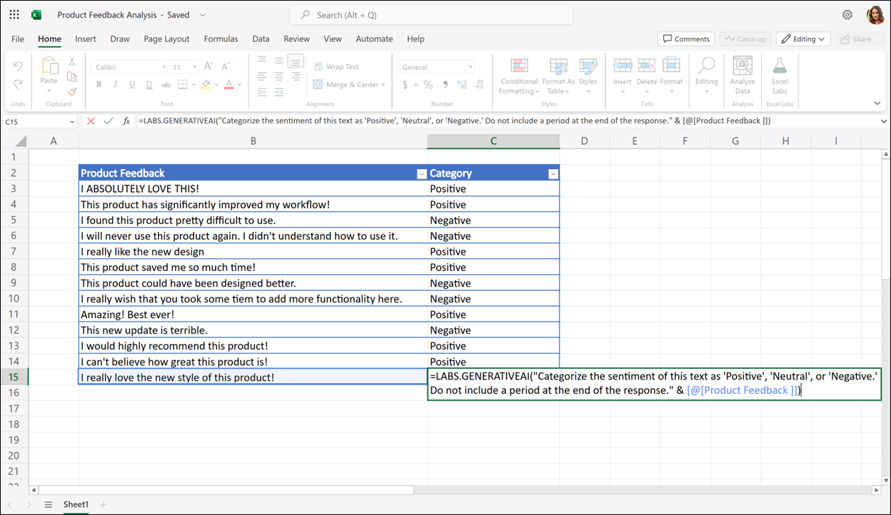 Microsoft Excel 现在具有 ChatGPT 功能