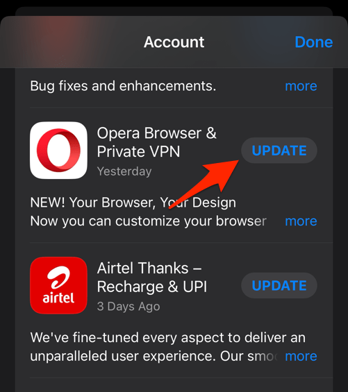 Opera_app_Update_command_under_Available_Updates_on_iPhone_device