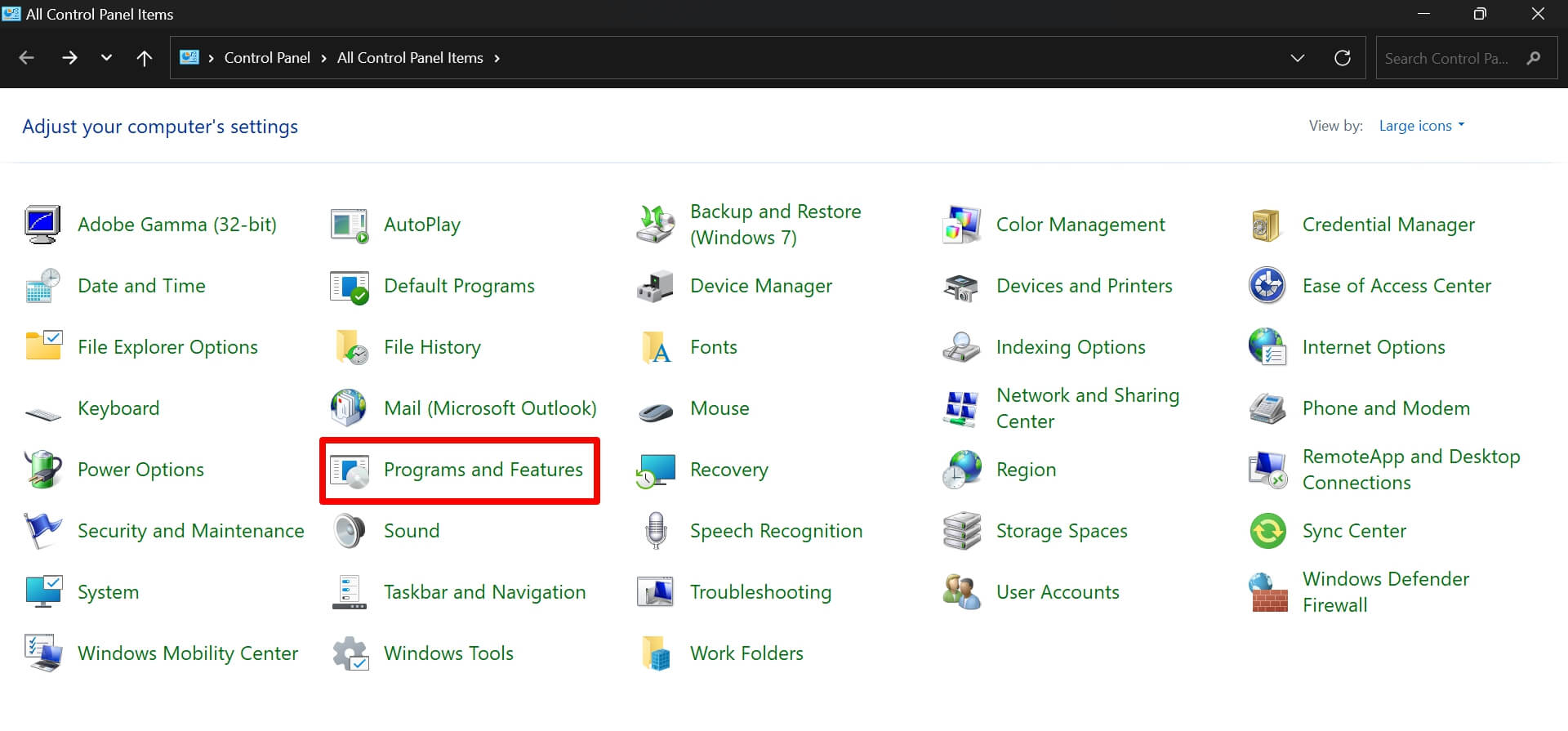 access-programs-and-features-under-Control-Panel