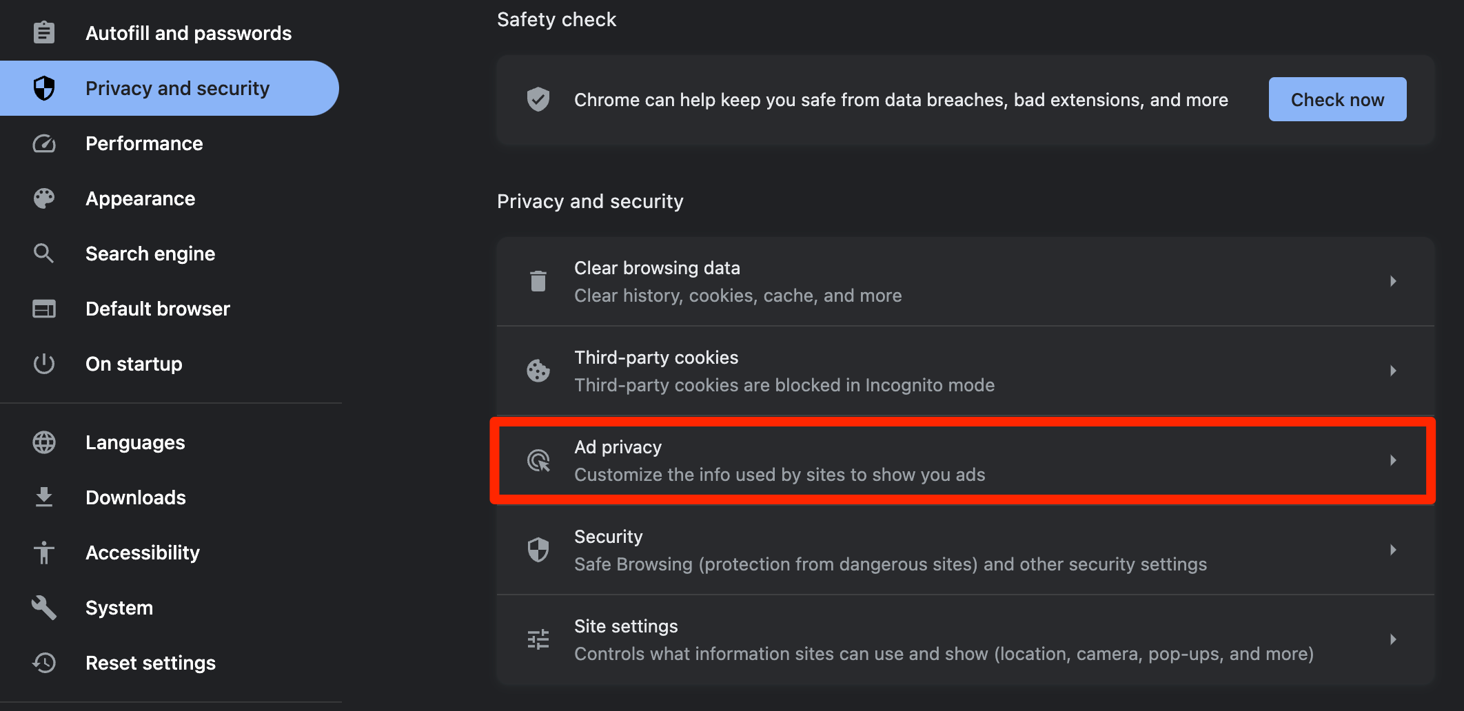 Ad_Privacy_option_under_Privacy_and_Security_tab_in_Google_Chrome