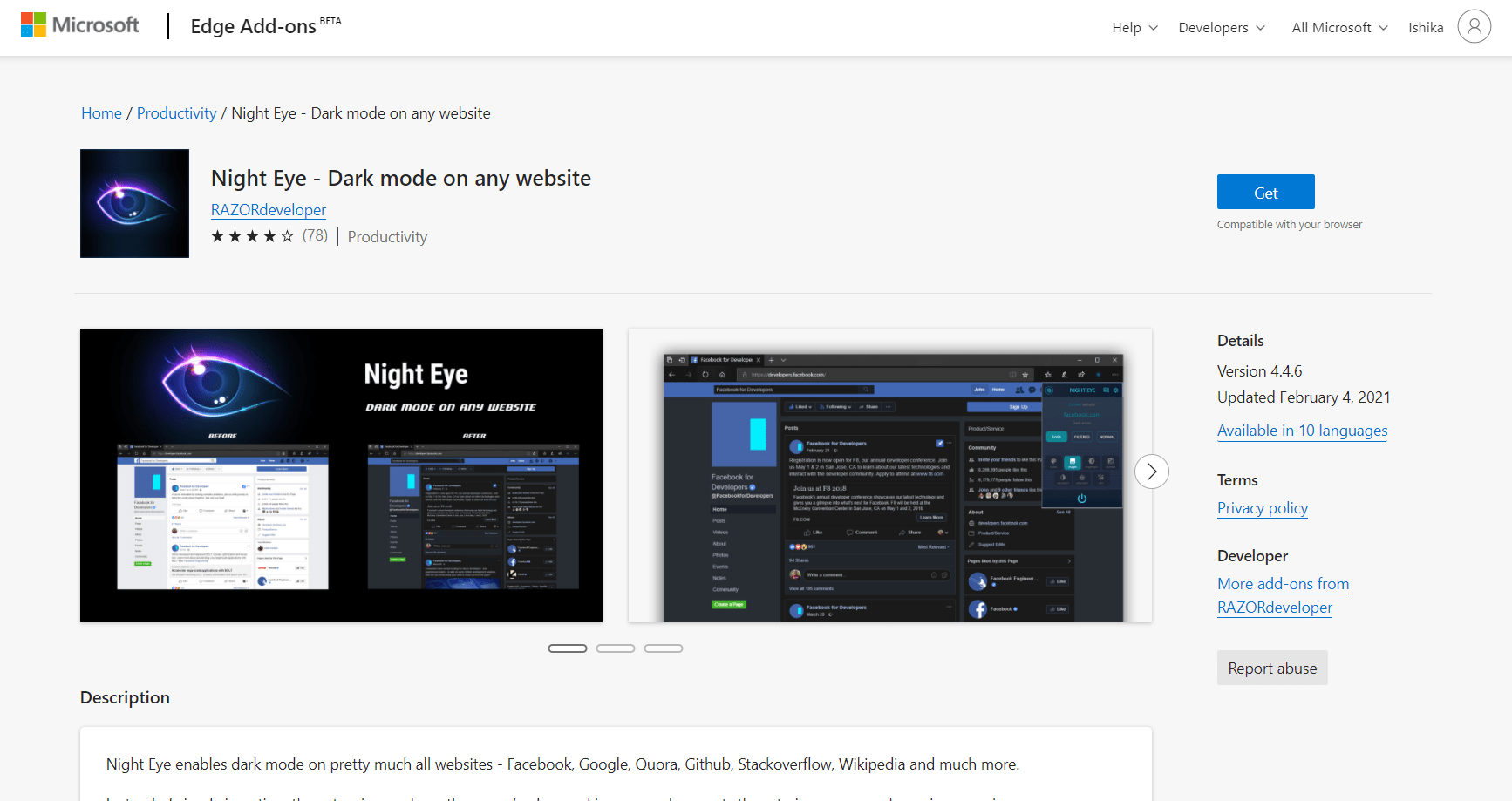 Night_Eye_Dark_Mode_on_any_website_Edge_extension