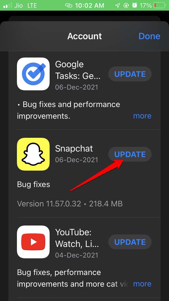 update-Snapchat-app