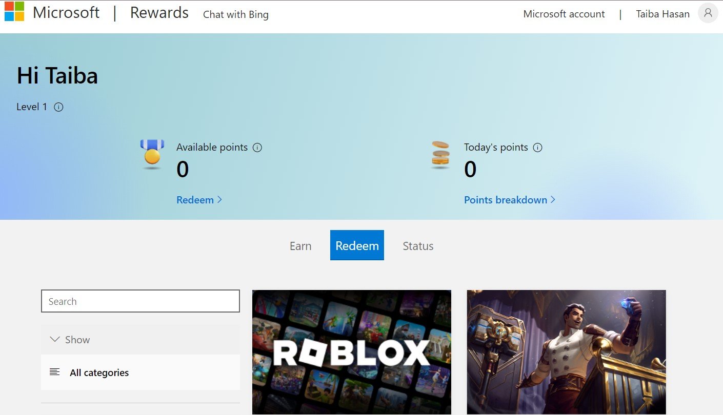 Microsoft-Rewards-dashboard