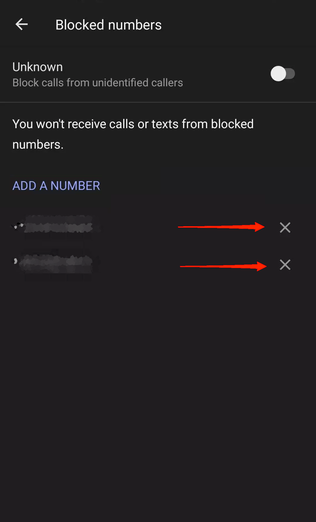 tap-on-the-cross-icon-to-unblock-the-number