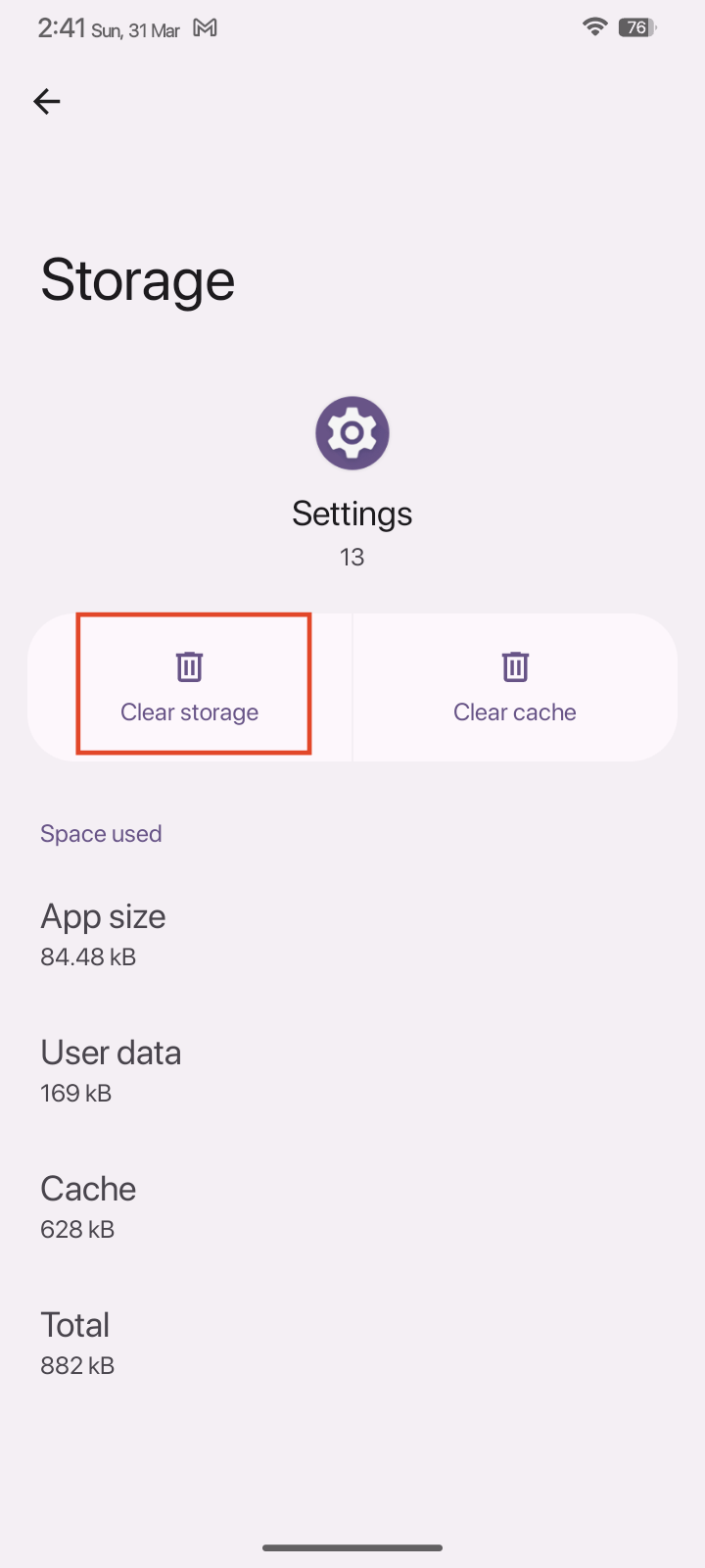 tap-on-Clear-storage-for-Settings-app