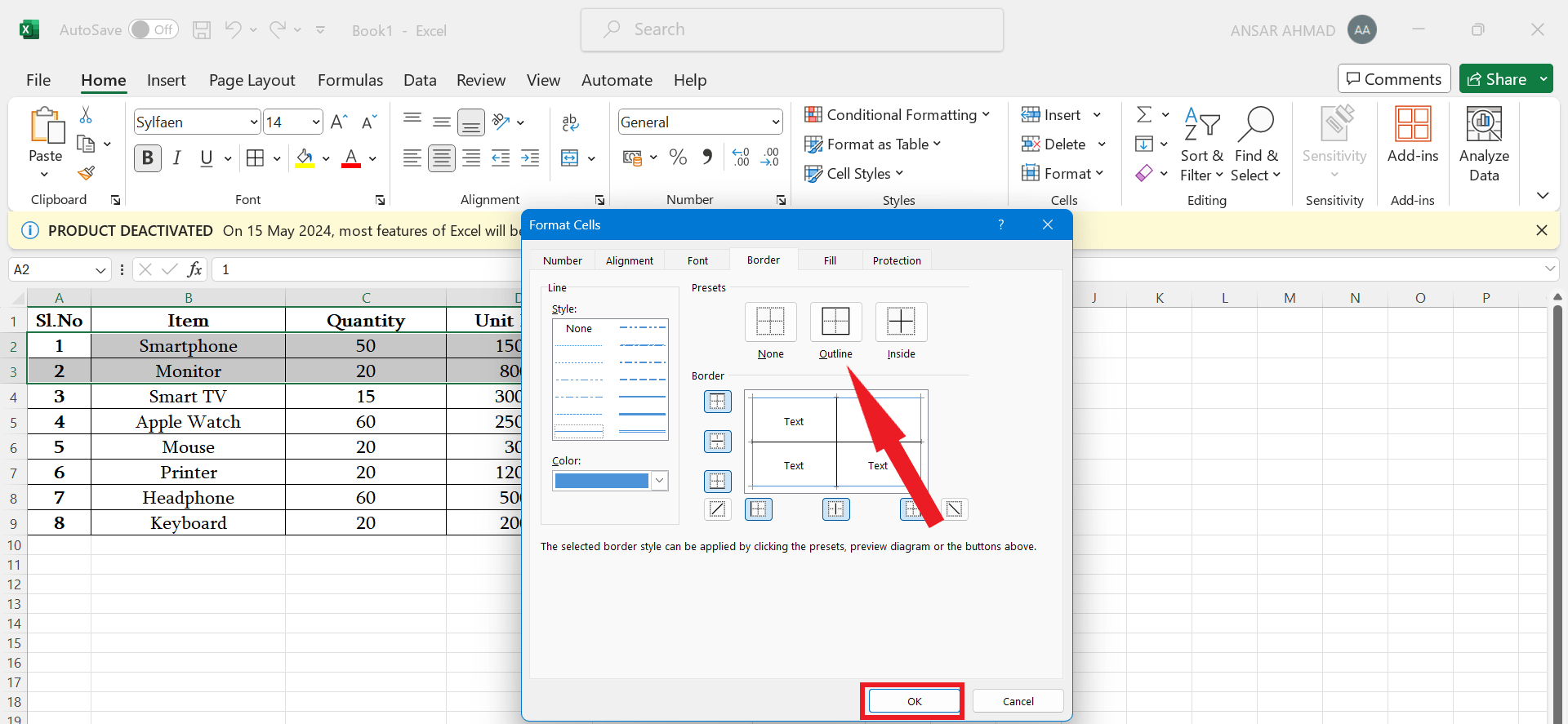 如何在 Microsoft Excel 中更改边框颜色 如何在 Microsoft Excel 中更改边框颜色