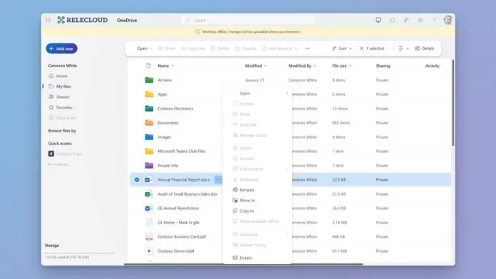 Microsoft宣布Web上的OneDrive脱机模式 Microsoft宣布Web上的OneDrive脱机模式