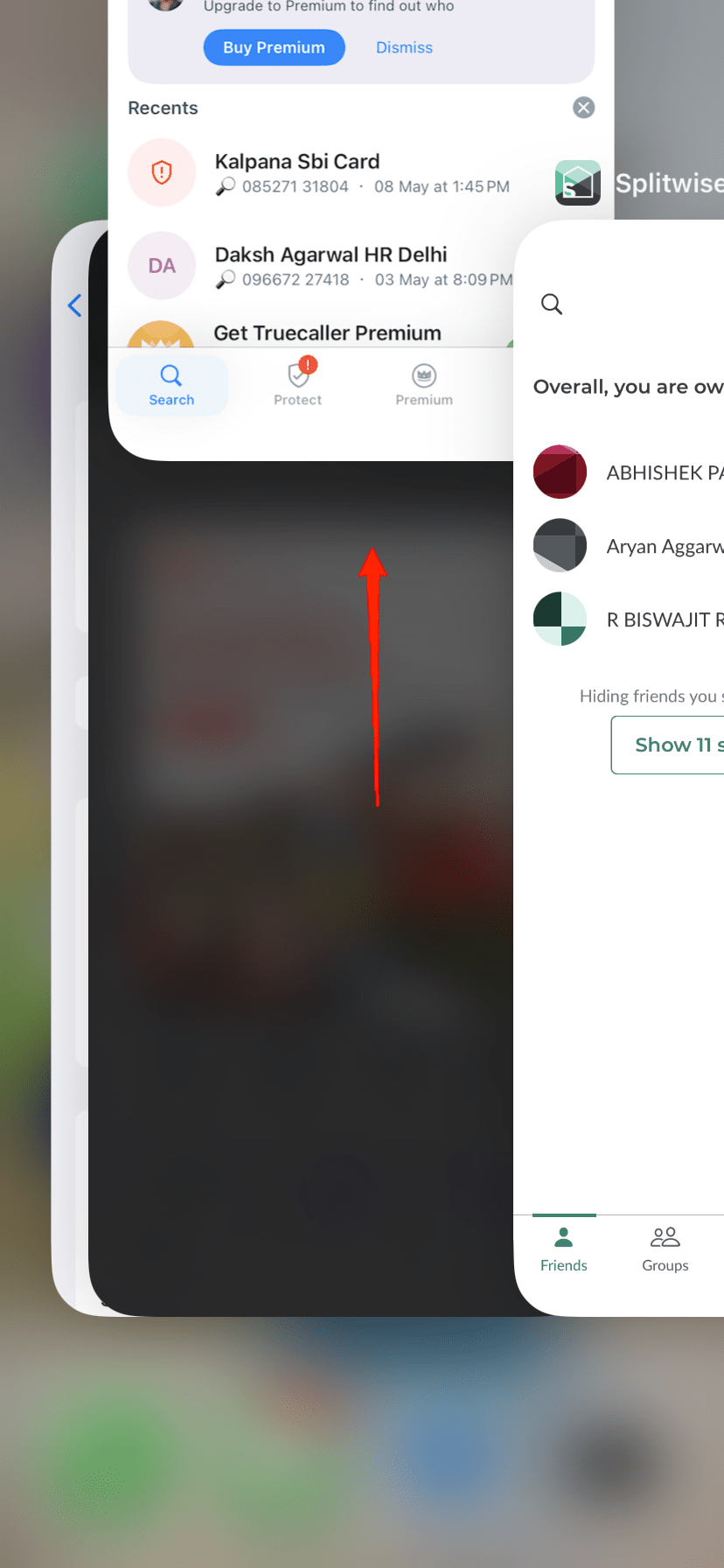 Swipe-up-on-the-Truecaller-app-preview-to-force-close-it