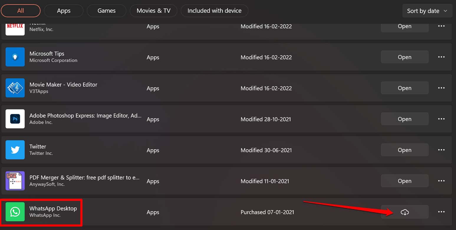 update-Whatsapp-from-Microsoft-Store