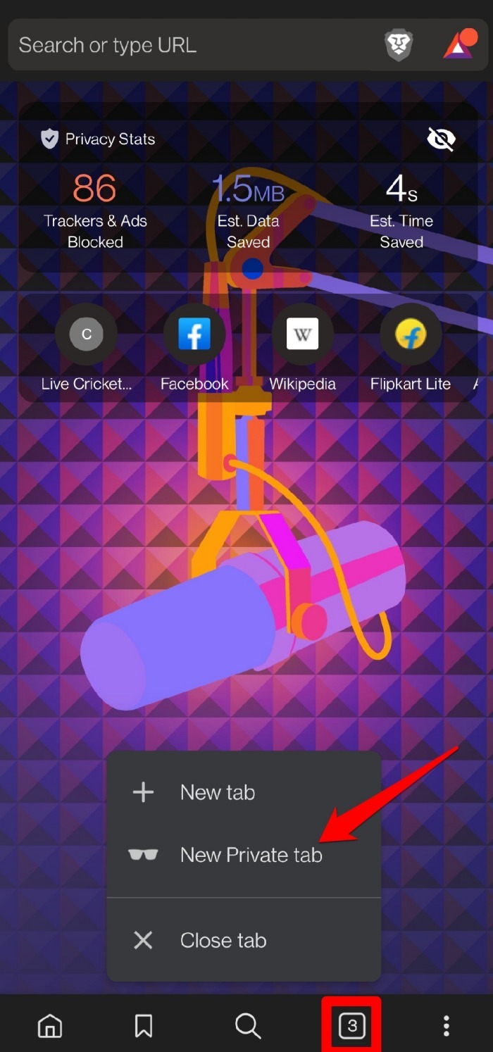 open-private-mode-on-Brave-browser-android